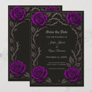 Faire-part Roses violettes foncées gothiques Enregistrez la d