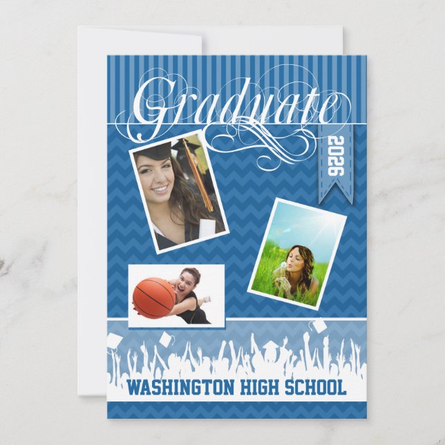 Faire-part Royal Blue Zig Zag Classe de photos supérieures (Devant)