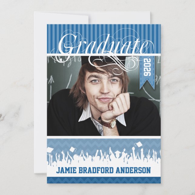 Faire-part Royal Blue Zig Zag Classe de photos supérieures (Devant)