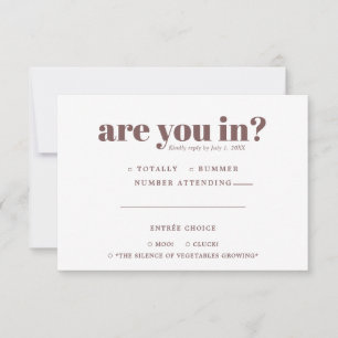 Faire-part RSVP de mariage amusant Typographie les années 7