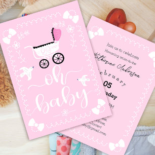 Faire-part Rubans roses pour la douche de bébé