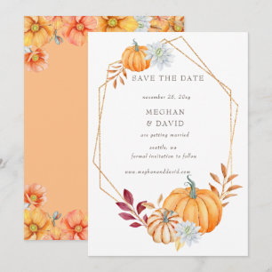 Faire-part Russe Aquarelle Citrouille orange Mariage de autom