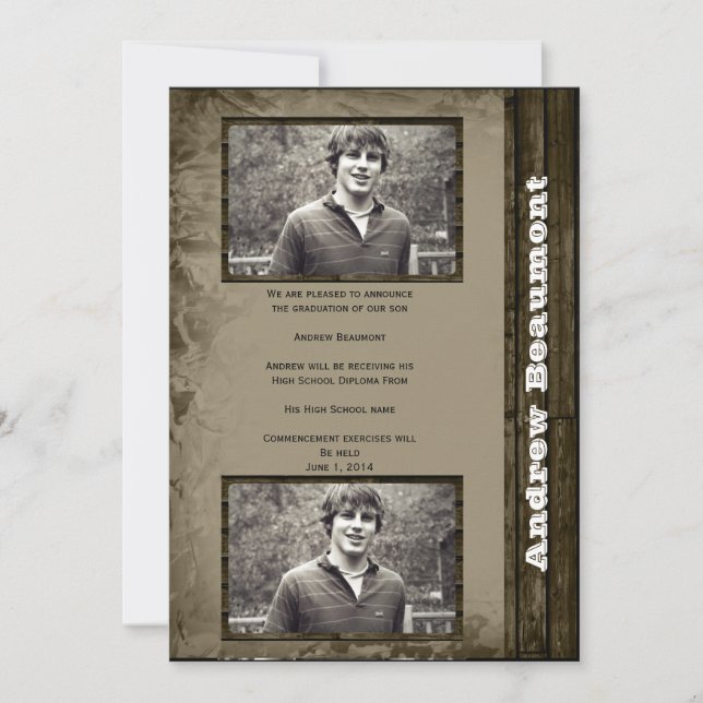 Faire-part Rustic Country Photo Graduation (Devant)