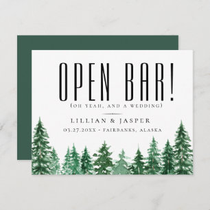 Faire-part Rustic Forest OPEN BAR Enregistrer l'Humour de dat
