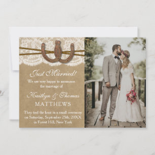 Faire-part Rustic Horseshoe Mariage Photo Mariage