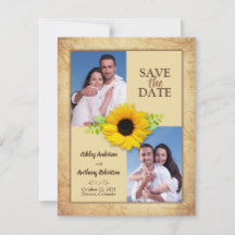 Rustic Sunflower Photo Enregistrer la date Annonce