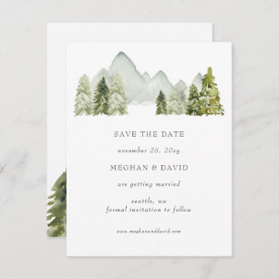 Faire-part Rustic Watercolor Mountains Enregistrer La Date