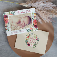 Rustique Bourgogne Floral Baby Girl Photo Naissanc