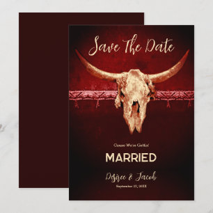 Faire-part Rustique mariage de l'Ouest cow-boy Bœuf Crâne Bur