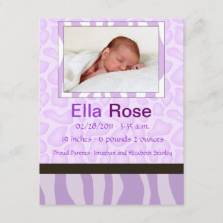 Faire-part Safari Mix - Zèbre et GIraffe naissance bébé