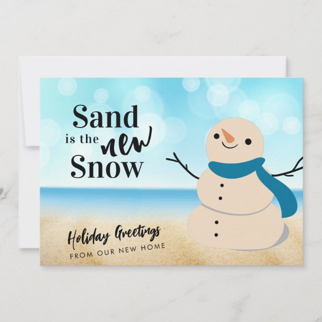 Faire-part Sandy Snowman Beach Scene Nouvelle adresse (Devant)