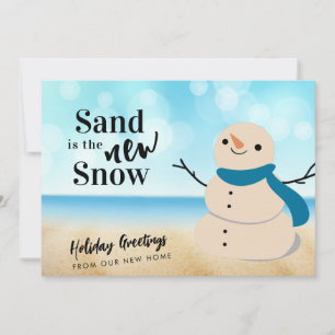 Faire-part Sandy Snowman Beach Scene Nouvelle adresse