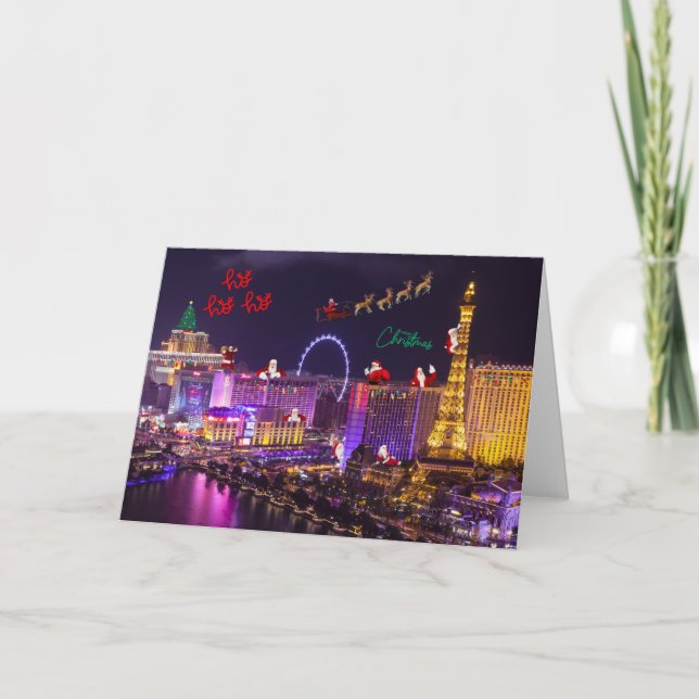 Faire-part Santas partout à Las Vegas Christmas Card (Devant)