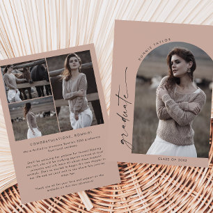 Faire-part Saumon moderne Boho Arch Diplômé photo