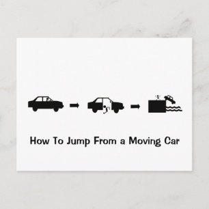 Faire-part Sauter d'une carte postale de voiture mobile