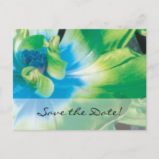 Faire-part Save the date! Carte postale à fleurs bleues