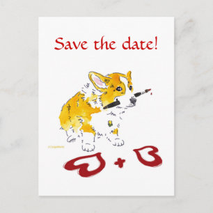 Faire-part Save the date! Carte postale Corgi