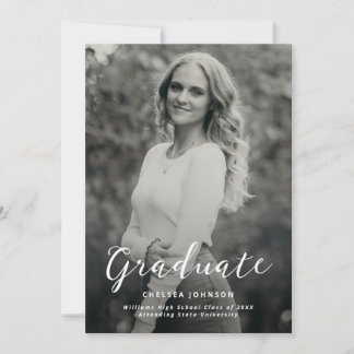 Faire-part Script de graduation minimaliste moderne