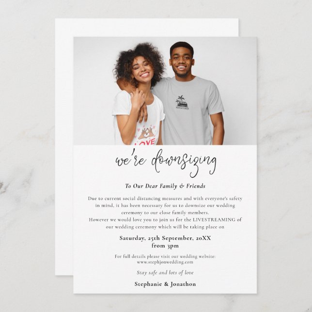 Faire-part Script de photo de réduction de mariage Moderne (Devant / Derrière)