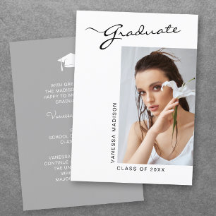 Faire-part Script élégant moderne photo simple   Graduation