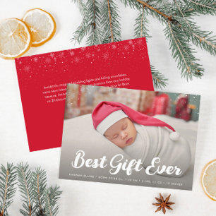 Faire-part script élégant Noël fête annonce de naissance