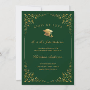 Faire-part Script Gold Ivy De Parents Green Graduation