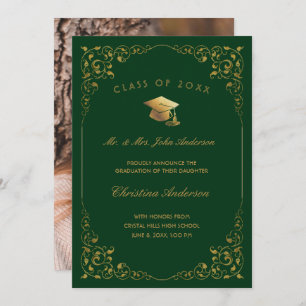 Faire-part Script Gold Ivy Du Parent Photo Green Graduation