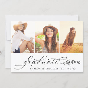 Faire-part Script manuscrit Graduate 3 photo Collage