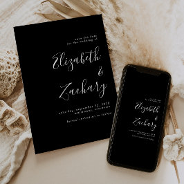 Faire-part Script minimaliste moderne noir blanc Enregistrer 