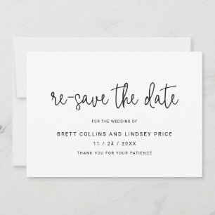 Faire-part Script minimaliste Moderne Noir Changer la date