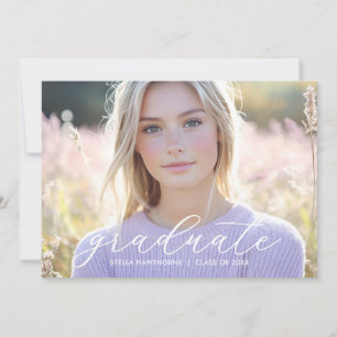 Faire-part Script Minimaliste Moderne Photo de Remise de Dipl
