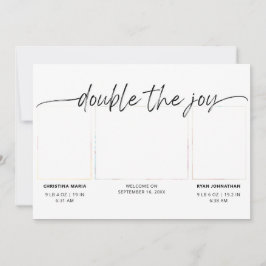 Faire-part Script moderne Double La Joy 4 Photos