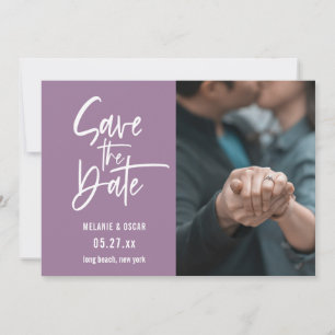 Faire-part Script Moderne Dusty Lavender Photo Enregistrer La