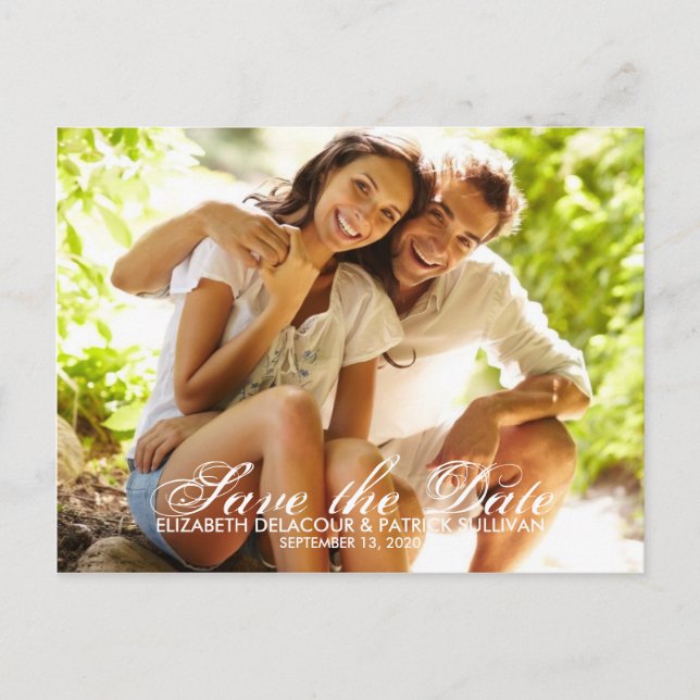 Faire-part Script Whimsical Enregistrer La Carte Postale Cart (Devant)