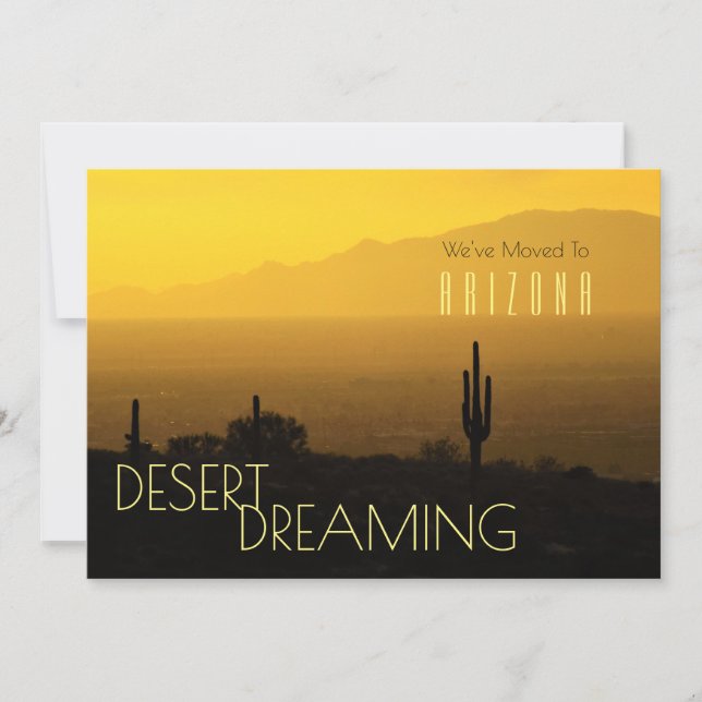 Faire-part Se Déplacer En Arizona Sunset Jaune Saguaro Cactus (Devant)