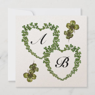 Faire-part SHAMROCK COEURS MONOGRAMME or