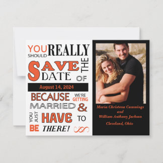 Faire-part Signboard Enregistrer La Date (Tangerine)