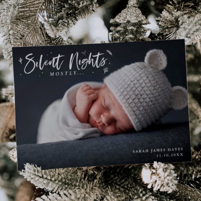 Faire-part Silent Nights Baby Landscape Photo Holiday Naissan (Créateur téléchargé)