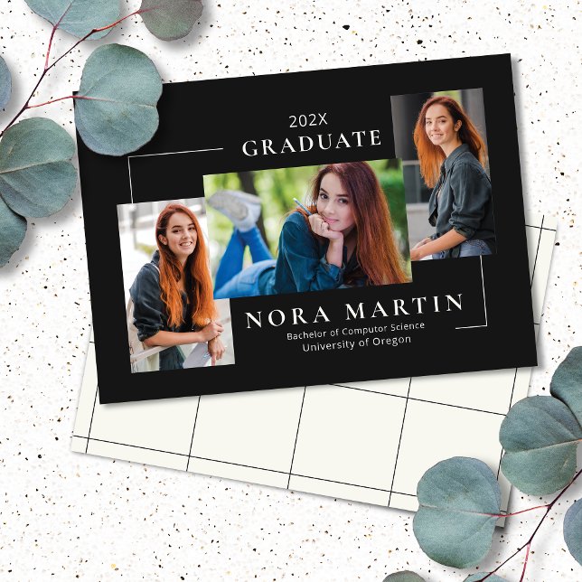 Faire-part Simple 3 photo noir blanc (Créateur téléchargé)