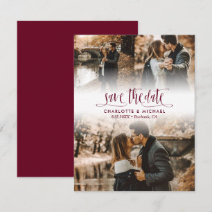 Faire-part Simple Burgundy Mariage Photo Enregistrer La Date