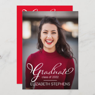 Faire-part Simple Classy Script Graduate Photo Party Grad Un