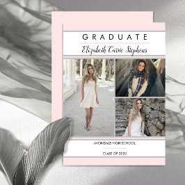 Faire-part Simple Classy Trois Photo Blush Pink Graduation