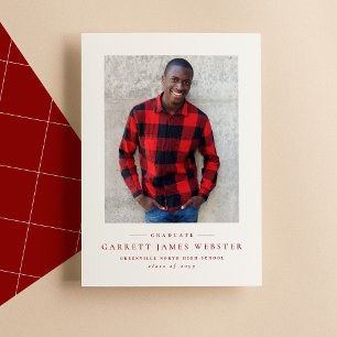 Faire-part simple de graduation de photo rouge