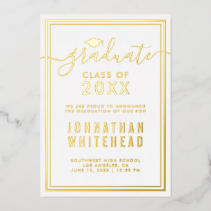 Faire-part simple de graduation Foil Invitation