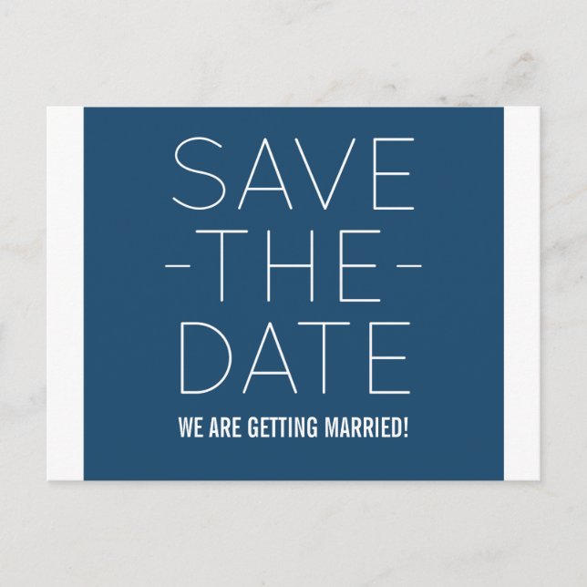 Faire-part Simple Enregistrer la carte postale Date, bleu (Devant)