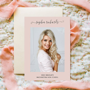 Faire-part Simple et élégant Blush Pink Photo Graduate