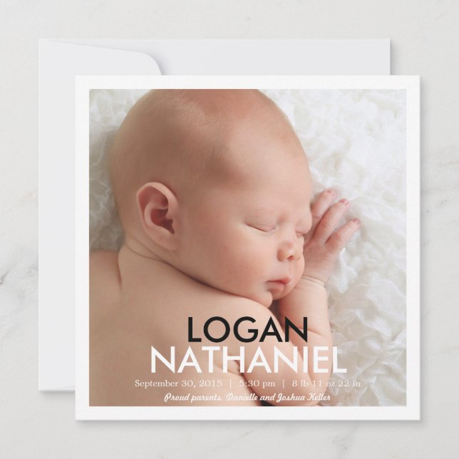 Faire-part simple et moderne - Noir (Devant)