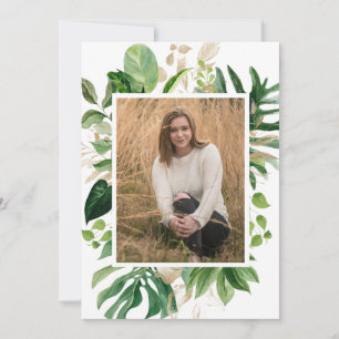 Faire-part Simple Gold Tropical Photo Moderne Graduation