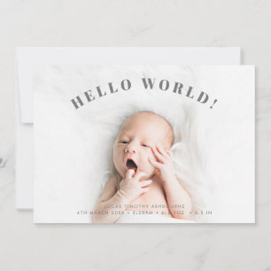 Faire-part Simple Hello World Photo Polka Naissance