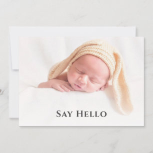 Faire-part Simple mignonne Bonjour bébé Photo personnalisée N
